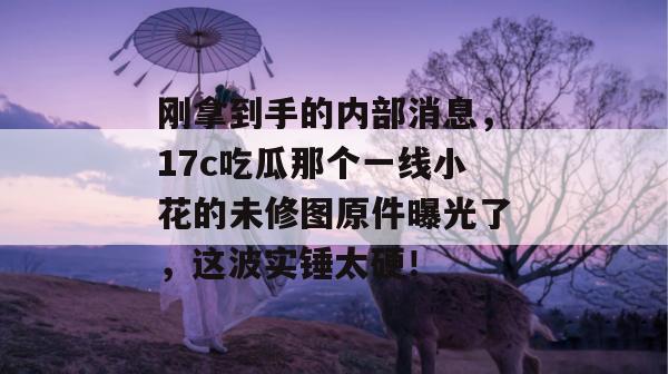 刚拿到手的内部消息，17c吃瓜那个一线小花的未修图原件曝光了，这波实锤太硬！
